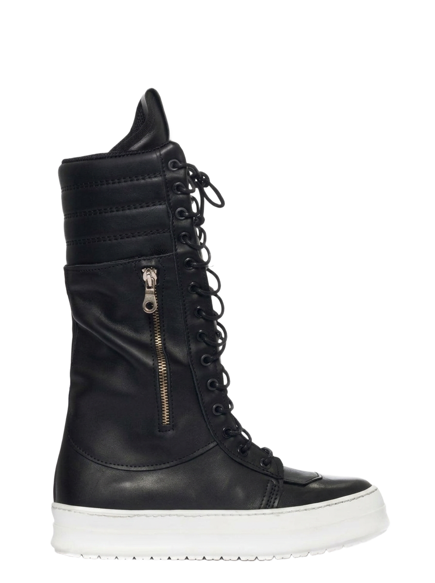 Black Leather Combat Boot